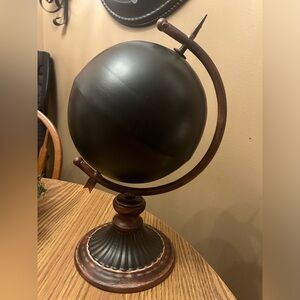 decorative globe - black metal - approx 15" tall / home office library d…